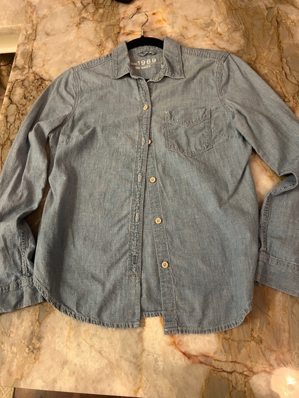 Light Blue Denim Button-Down Shirt - Women's Casual 1969